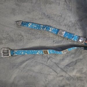 Blue and Silver Belt with Rhinestone Buckle